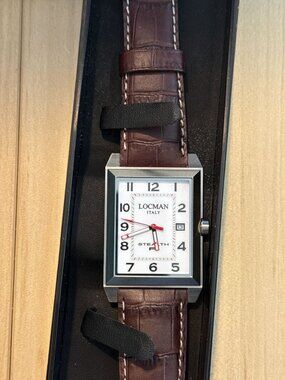 Locman Italy Stealth Watch NOS Box Warranty Tag Brown Leather Ref 024000 NWT